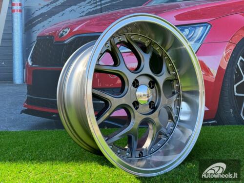 Ratlankis R17x8.5  4X100  ET  20  60.1  FR762  Gun Metal+Polished Lip (GMPL)  For SMART  (R)  (Front+Rear Style BRABUS )