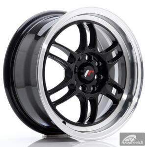 JR Wheels JR7 15x7 ET38 4x100/114 Glossy Black w/Machined Lip