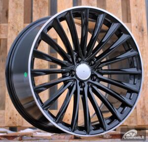 Ratlankis R20x8.5  5X112  ET  34.5  66.6  Y5909B  Black+Polished Lip (BLPL)  For MER  (K4+P2)  (Rear+Front)