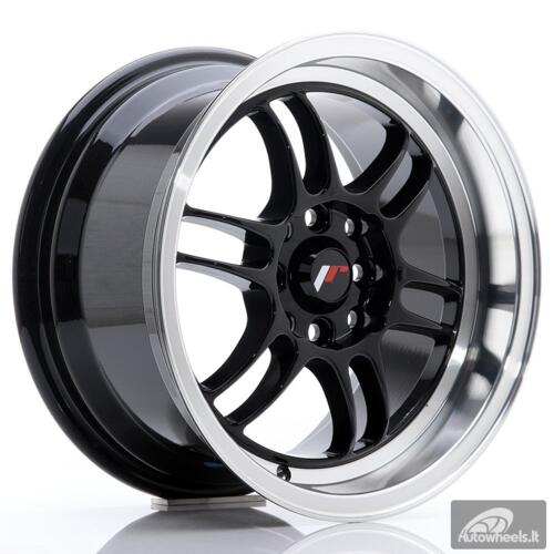 JR Wheels JR7 15x8 ET35 4x100/114 Glossy Black w/Machined Lip