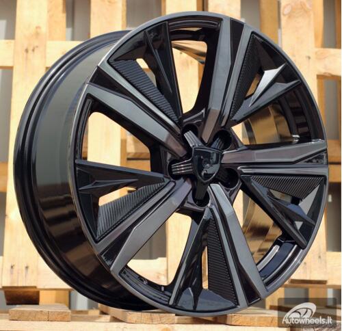 Ratlankis R18x7.5  5X108  ET  44  65.1  Y1187  Black+Tinted Face (BLTF)  For PEUG  (L3)  (NEW Design Carved Spokes)