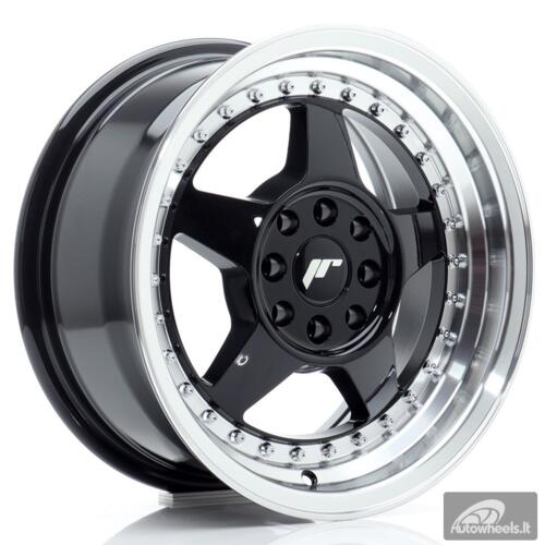 JR Wheels JR6 15x7 ET25 4x100/108 Gloss Black w/Machined Lip