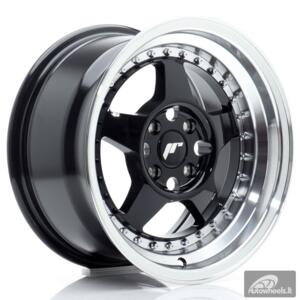 JR Wheels JR6 15x8 ET25 4x100 Gloss Black w/Machined Lip