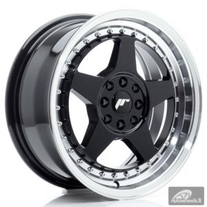 JR Wheels JR6 16x7 ET25 4x100/108 Gloss Black w/Machined Lip