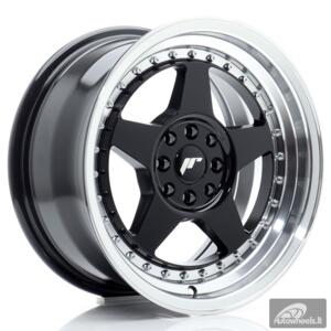 JR Wheels JR6 16x8 ET25 4x100/108 Gloss Black w/Machined Lip