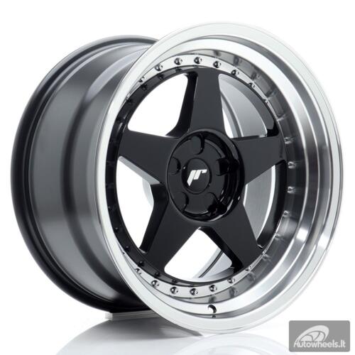 JR Wheels JR6 18x10 ET0-25 5H BLANK Gloss Black w/Machined Lip