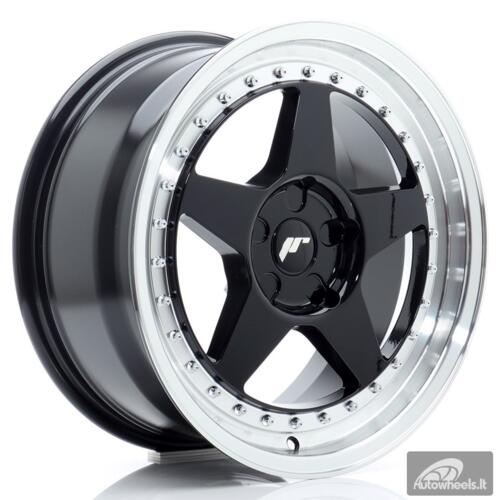 JR Wheels JR6 17x8 ET20-35 5H BLANK Gloss Black w/Machined Lip