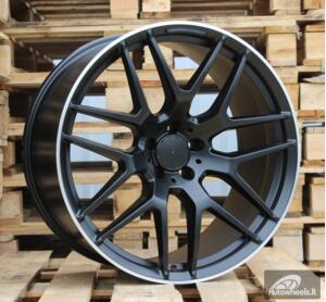 Ratlankis R22x11.5  5X112  ET  42  66.6  FE115  (L1622)  Black Half Matt+Polished Lip (BLHMPL)  For MER  (P1+Z6)  (Rear+Front)