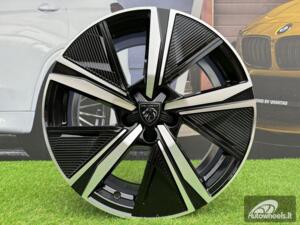 Ratlankis R17x7.5  5X108  ET  44  65.1  Y1187  (LU2402)  Black Polished (MB)  For PEUG  (R)  (NEW Design Carved Spokes)