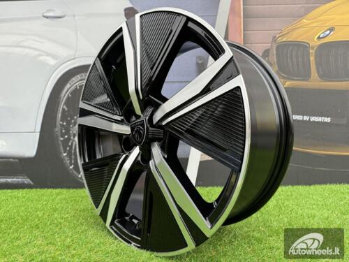 Ratlankis R17x7.5  5X108  ET  44  65.1  Y1187  (LU2402)  Black Polished (MB)  For PEUG  (R)  (NEW Design Carved Spokes)