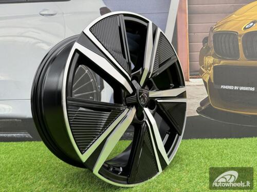 Ratlankis R17x7.5  5X108  ET  44  65.1  Y1187  (LU2402)  Black Polished (MB)  For PEUG  (R)  (NEW Design Carved Spokes)