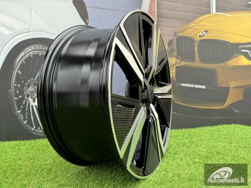 Ratlankis R17x7.5  5X108  ET  44  65.1  Y1187  (LU2402)  Black Polished (MB)  For PEUG  (R)  (NEW Design Carved Spokes)
