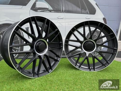 Ratlankis R21x11  5X112  ET  42  66.6  Y0207  Black Half Matt+Polished Lip (BLHMPL)  For MER  (K4)  (Rear+Front (Blank CAP))