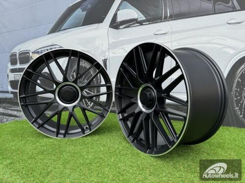Ratlankis R21x11  5X112  ET  42  66.6  Y0207  Black Half Matt+Polished Lip (BLHMPL)  For MER  (K4)  (Rear+Front (Blank CAP))