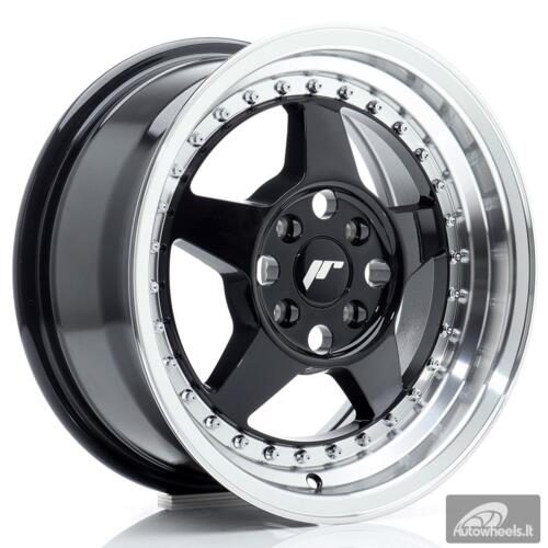 JR Wheels JR6 15x7 ET35 4x100 Gloss Black w/Machined Lip