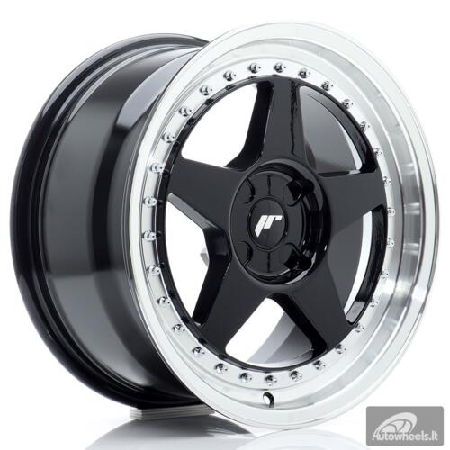 JR Wheels JR6 17x8 ET20-35 4H BLANK Gloss Black w/Machined Lip