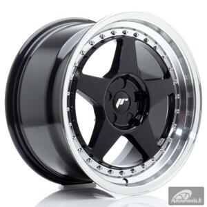 JR Wheels JR6 17x9 ET20-35 5H BLANK Gloss Black w/Machined Lip