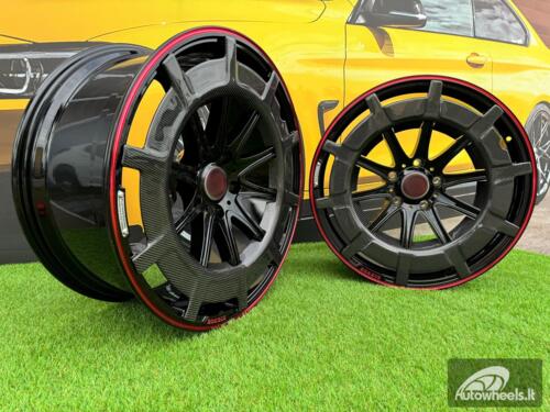 Ratlankis Forged Mercedes Brabus G Class style 23X10J 5X130 ET25 84.1 Gloss black with red lip and carbon cover (Mercedes-Benz G class)