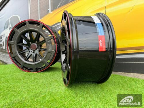 Ratlankis Forged Mercedes Brabus G Class style 23X10J 5X130 ET25 84.1 Gloss black with red lip and carbon cover (Mercedes-Benz G class)