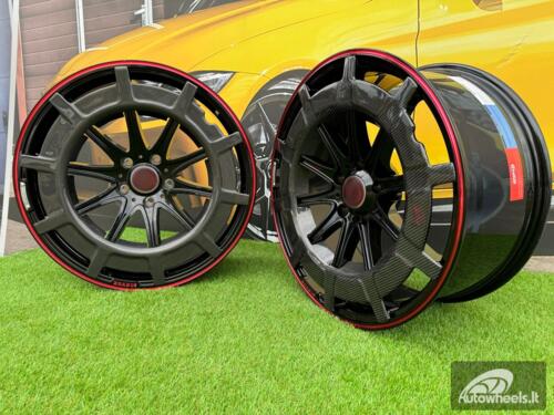 Ratlankis Forged Mercedes Brabus G Class style 23X10J 5X130 ET25 84.1 Gloss black with red lip and carbon cover (Mercedes-Benz G class)
