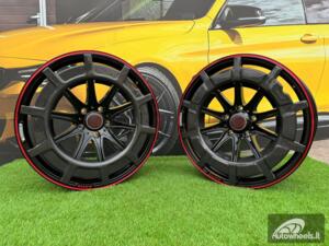 Ratlankis Forged Mercedes Brabus G Class style 23X10J 5X130 ET25 84.1 Gloss black with red lip and carbon cover (Mercedes-Benz G class)