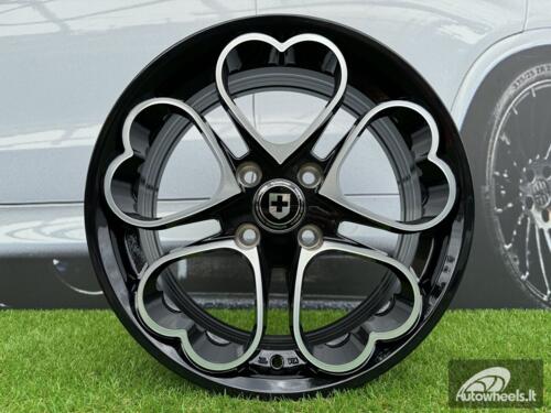 Ratlankis Heritage Kokoro Monoc heart style R15X6.5J 4X100 ET35 73.1 Gloss Black with Diamond cut