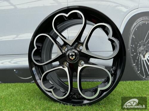 Ratlankis Heritage Kokoro Monoc heart style R15X6.5J 4X100 ET35 73.1 Gloss Black with Diamond cut