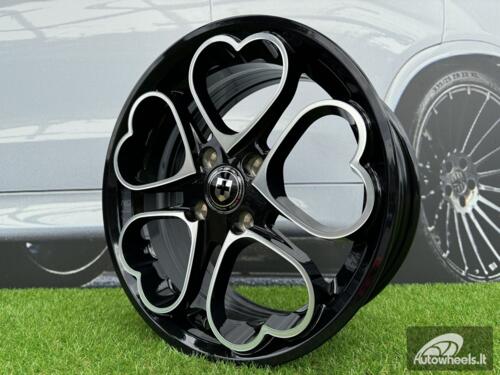 Ratlankis Heritage Kokoro Monoc heart style R15X6.5J 4X100 ET35 73.1 Gloss Black with Diamond cut