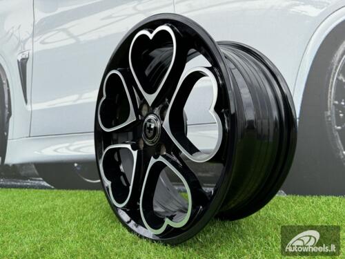 Ratlankis Heritage Kokoro Monoc heart style R15X6.5J 4X100 ET35 73.1 Gloss Black with Diamond cut