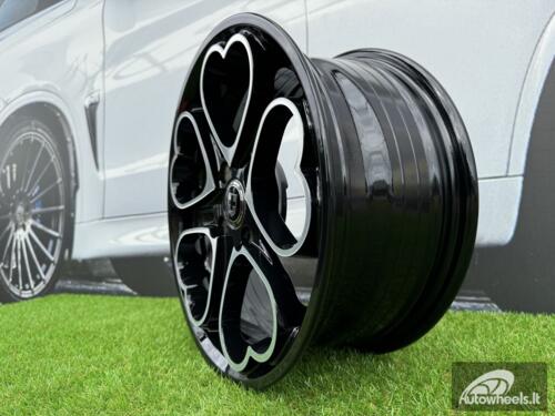 Ratlankis Heritage Kokoro Monoc heart style R15X6.5J 4X100 ET35 73.1 Gloss Black with Diamond cut