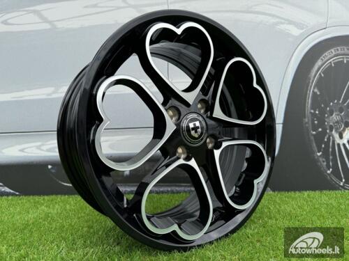 Ratlankis Heritage Kokoro Monoc heart style R15X6.5J 4X100 ET35 73.1 Gloss Black with Diamond cut
