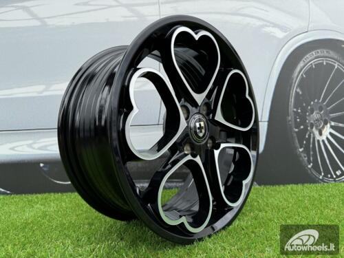 Ratlankis Heritage Kokoro Monoc heart style R15X6.5J 4X100 ET35 73.1 Gloss Black with Diamond cut