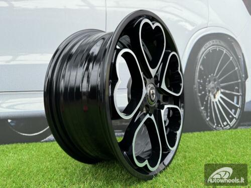 Ratlankis Heritage Kokoro Monoc heart style R15X6.5J 4X100 ET35 73.1 Gloss Black with Diamond cut