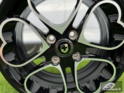 Ratlankis Heritage Kokoro Monoc heart style R15X6.5J 4X100 ET35 73.1 Gloss Black with Diamond cut