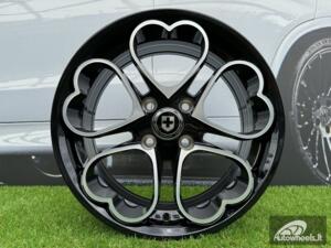 Ratlankis Heritage Kokoro Monoc heart style R15X6.5J 4X100 ET35 73.1 Gloss Black with Diamond cut