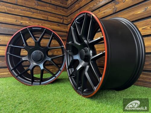 Ratlankis R20x9.5  5X112  ET  42  66.6  B1258  Black Half Matt+Red Lip (BLHMRL)  For MER  (Z3)  (Rear+Front)