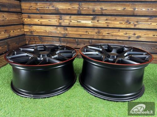 Ratlankis R20x9.5  5X112  ET  42  66.6  B1258  Black Half Matt+Red Lip (BLHMRL)  For MER  (Z3)  (Rear+Front)