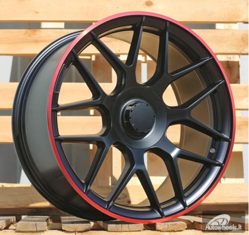 Ratlankis R20x9.5  5X112  ET  42  66.6  B1258  Black Half Matt+Red Lip (BLHMRL)  For MER  (Z3)  (Rear+Front)