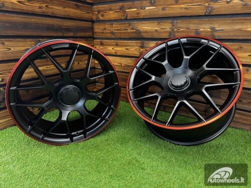 Ratlankis R20x8.5  5X112  ET  38  66.6  B1258  Black Half Matt+Red Lip (BLHMRL)  For MER  (Z3+Z2)  (Rear+Front)