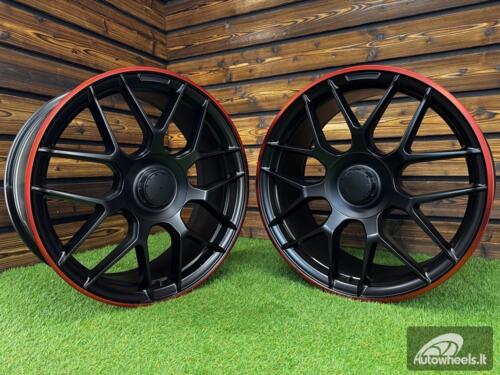 Ratlankis R20x8.5  5X112  ET  38  66.6  B1258  Black Half Matt+Red Lip (BLHMRL)  For MER  (Z3+Z2)  (Rear+Front)