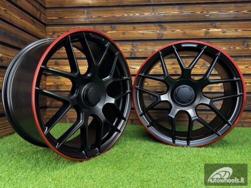 Ratlankis R20x8.5  5X112  ET  38  66.6  B1258  Black Half Matt+Red Lip (BLHMRL)  For MER  (Z3+Z2)  (Rear+Front)