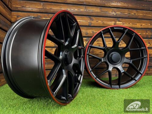 Ratlankis R20x8.5  5X112  ET  38  66.6  B1258  Black Half Matt+Red Lip (BLHMRL)  For MER  (Z3+Z2)  (Rear+Front)