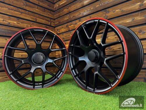 Ratlankis R20x8.5  5X112  ET  38  66.6  B1258  Black Half Matt+Red Lip (BLHMRL)  For MER  (Z3+Z2)  (Rear+Front)