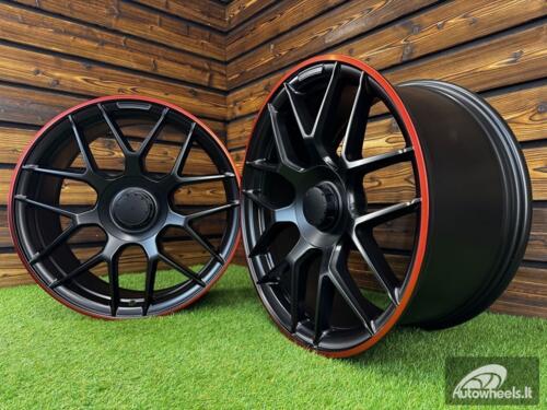 Ratlankis R20x8.5  5X112  ET  38  66.6  B1258  Black Half Matt+Red Lip (BLHMRL)  For MER  (Z3+Z2)  (Rear+Front)