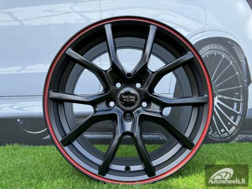 Ratlankis R16x7  5X114.3  ET  40  67.1  B5253  Black Half Matt+Red Lip (BLHMRL)  For RACIN  (R)