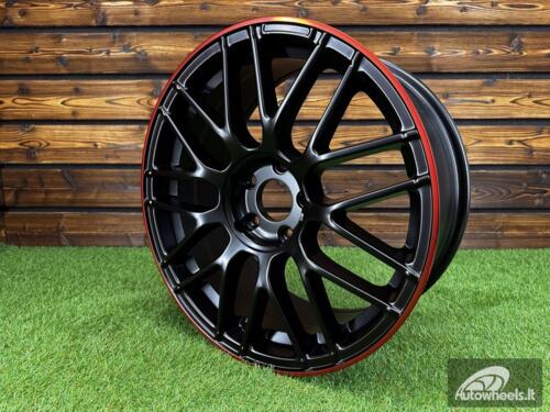 Ratlankis R18x8  5X112  ET  45  66.6  B1268  Black Half Matt+Red Lip (BLHMRL)  For MER  (Z3+Z1)