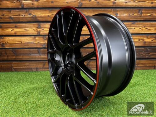 Ratlankis R18x8  5X112  ET  45  66.6  B1268  Black Half Matt+Red Lip (BLHMRL)  For MER  (Z3+Z1)