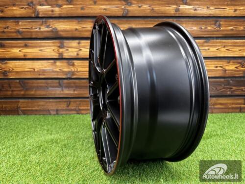 Ratlankis R18x8  5X112  ET  45  66.6  B1268  Black Half Matt+Red Lip (BLHMRL)  For MER  (Z3+Z1)