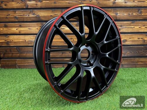Ratlankis R18x8  5X112  ET  45  66.6  B1268  Black Half Matt+Red Lip (BLHMRL)  For MER  (Z3+Z1)