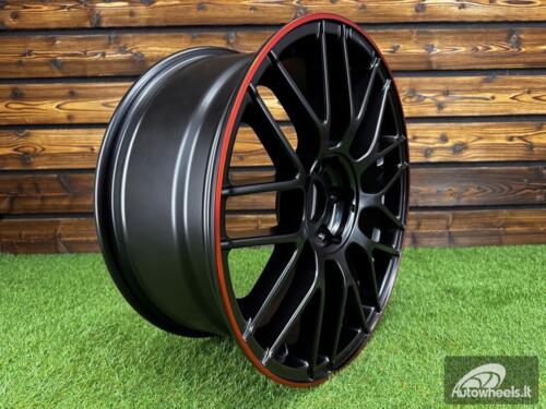 Ratlankis R18x8  5X112  ET  45  66.6  B1268  Black Half Matt+Red Lip (BLHMRL)  For MER  (Z3+Z1)